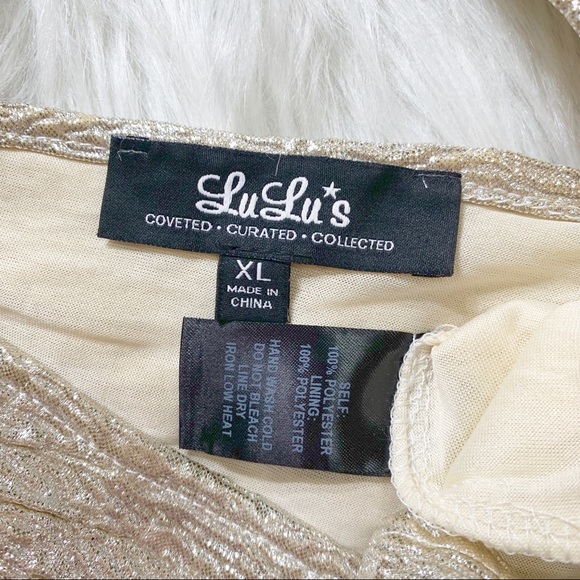 SOLD-Lulu’s Metallic Champagne Maxi Dress - Picture 6 of 8